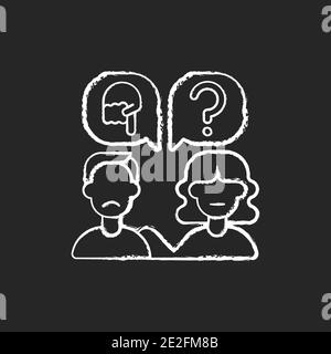 Talk to someone chalk white icon on black background Stock Vector