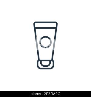 Cream tube outline vector icon. Thin line black cream tube icon, flat vector simple element illustration from editable beauty concept isolated on whit Stock Vector