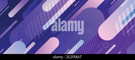 Abstract rounded lines pattern of technology design with geometric elements decoration template. Wide presentation with overlapping style Stock Vector