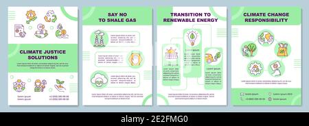 Climate justice solution brochure template Stock Vector