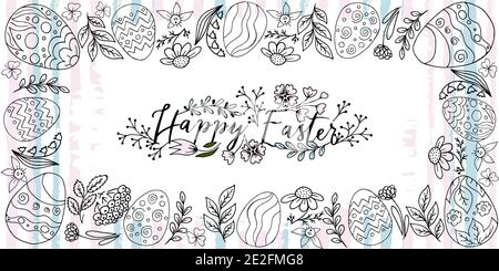 Easter illustration. Holiday card, wrapping, background. Multi-colored stripes, brushes. Easter poster. Happy Easter Stock Vector