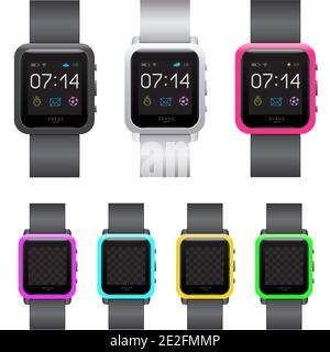 square smart watch set Stock Vector