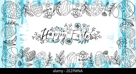Easter illustration. Holiday card, wrapping, background. Multi-colored stripes, brushes. Happy Easter Stock Vector