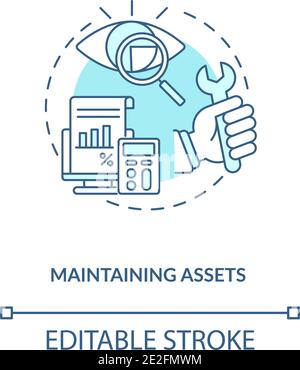 Maintaining assets concept icon Stock Vector