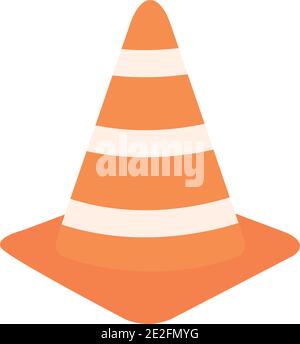 traffic cone icon over white background, flat style, vector illustration Stock Vector