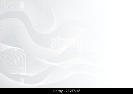 Abstract gray and white lines wavy artwork template. Overlapping movement on halftone dots pattern style background. Stock Vector