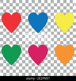 Heart set icon, symbol, vector trasparent, isolated for websides or apps Stock Vector