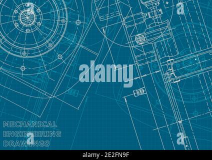 Blueprint. Vector engineering illustration. Corporate style banner, background. Instrument-making Stock Vector