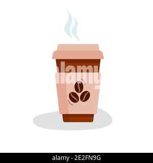 Coffee break Invigorating drink Paper coffee cup. Vector Design for branding or ads. Stock Vector