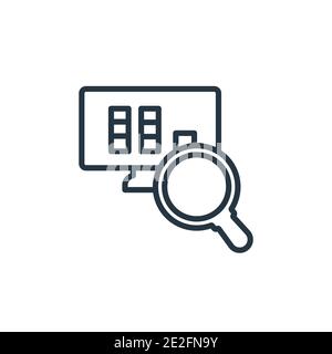 Database analysing outline vector icon. Thin line black database analysing icon, flat vector simple element illustration from editable analytics conce Stock Vector