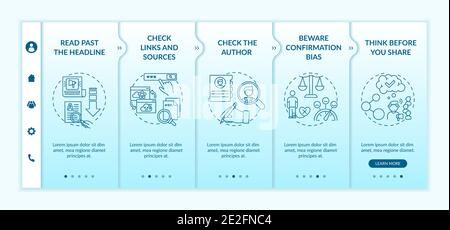 Misleading information checking tips onboarding vector template Stock Vector