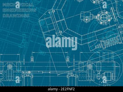 Corporate style. Blueprint, scheme, plan, sketch. Technical illustrations, backgrounds. Mechanical engineering Stock Vector