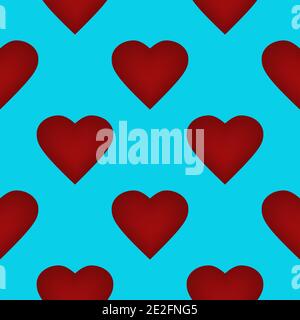 A pattern of red hearts on a blue background. The concept of love, wedding and Valentine's Day celebration. Stock Vector