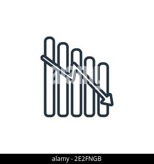 Data analytics descending line graphic outline vector icon. Thin line black data analytics descending line graphic icon, flat vector simple element il Stock Vector