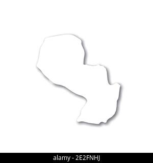 Paraguay - white 3D silhouette map of country area with dropped shadow on white background. Simple flat vector illustration. Stock Vector