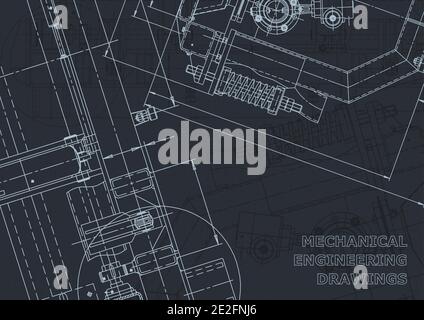 Corporate Identity. Vector engineering drawings. Mechanical instrument making. Technical background Stock Vector