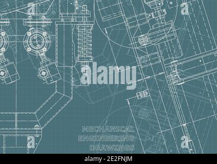 Vector engineering illustration. Corporate Identity. Instrument-making drawings. Mechanical Stock Vector