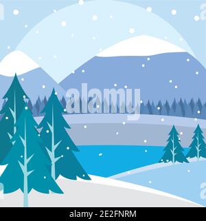 Winter landscape background. Natural scenery - Vector illustration ...