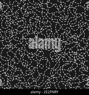 Dash, stroke, stripe path lines. Colorless dotted lines curves seamless pattern Stock Vector