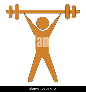 Brown vector illustration of a man lifting bar weight Stock Vector