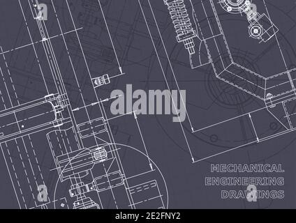 Blueprint. Vector engineering drawings. Mechanical instrument making. Technical Stock Vector