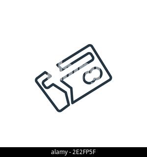 Broken credit card outline vector icon. Thin line black broken credit card icon, flat vector simple element illustration from editable business concep Stock Vector