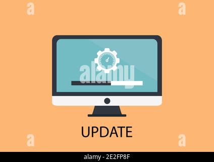 Data update or synchronize with bar process icon flat design vector illustration.Eps10. Stock Vector