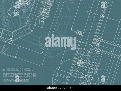Sketch. Vector engineering illustration. Cover. Instrument-making. Corporate Identity Stock Vector
