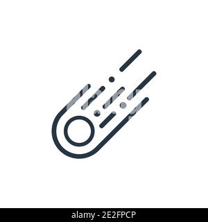 Comet thin line icon. Falling meteorite with flame or asteroid outline ...