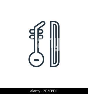 Erhu outline vector icon. Thin line black erhu icon, flat vector simple element illustration from editable asian concept isolated on white background Stock Vector