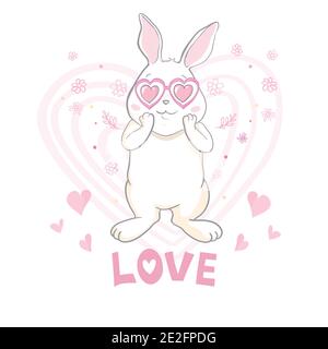 Cute Bunny.Hand drawn vector illustration.can be used for print design. Stock Vector