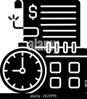 Time limit black glyph icon Stock Vector