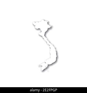 Vietnam - white 3D silhouette map of country area with dropped shadow ...