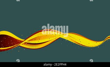 Abstract gold wave design. Shiny golden moving lines design element with glitter effect Stock Vector