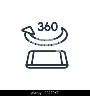 360 degree outline vector icon. Thin line black 360 degree icon, flat vector simple element illustration from editable augmented reality concept isola Stock Vector