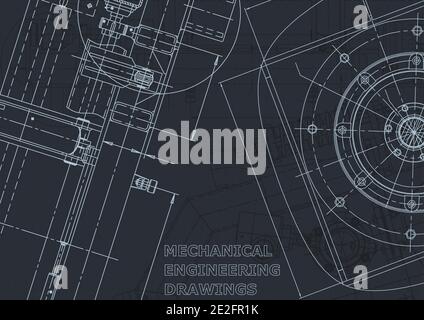 Corporate Identity. Cover, flyer, banner, background. Instrument-making drawings. Mechanical engineering drawing. Technical illustrations, backgrounds Stock Vector