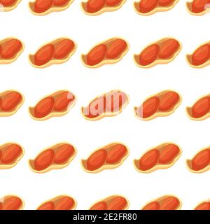 Illustration on theme big pattern identical types peanut, nut equal size. Peanut pattern consisting of natural nut for colored print on wallpaper. Abs Stock Vector
