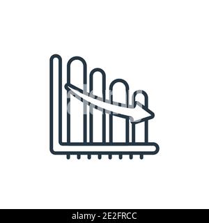 Finances statistics descending bars graphic outline vector icon. Thin line black finances statistics descending bars graphic icon, flat vector simple Stock Vector