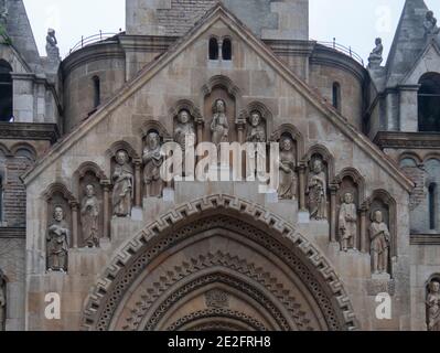 BUDAPEST, HUNGARY- MAY, 27, 2019: close up of the front of the small romanesque jaki chapel Stock Photo