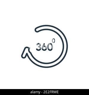 360 degrees outline vector icon. Thin line black 360 degrees icon, flat vector simple element illustration from editable augmented reality concept iso Stock Vector