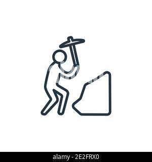 Worker digging a hole outline vector icon. Thin line black worker digging a hole icon, flat vector simple element illustration from editable business Stock Vector