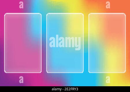 Vector illustration. Abstract bright background with blur. Glass morphism. Three frosted glass on color background. Stock Vector