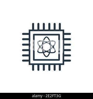 Quantum computing outline vector icon. Thin line black quantum computing icon, flat vector simple element illustration from editable artificial intell Stock Vector