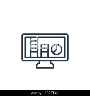 Analytics monitor outline vector icon. Thin line black analytics monitor icon, flat vector simple element illustration from editable analytics concept Stock Vector