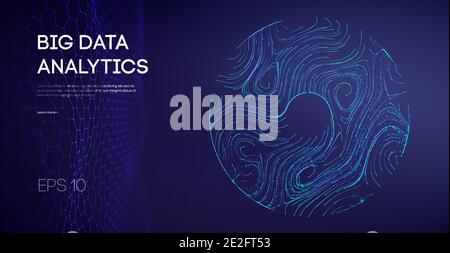 Abstract Big Data Flow Background. Software code agile industrial internet backdrop. Industry cyber complex big data sound visulization. Stock Vector