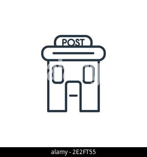 Post office outline vector icon. Thin line black post office icon, flat vector simple element illustration from editable buildings concept isolated st Stock Vector