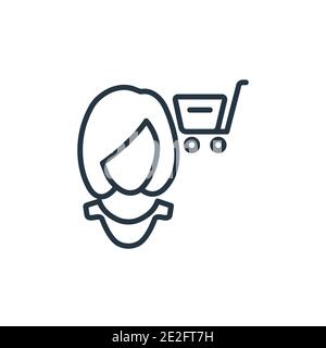 Shop assistant outline vector icon. Thin line black shop assistant icon, flat vector simple element illustration from editable artificial intelligence Stock Vector