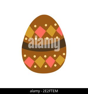 Easter egg decorated with abstract rhombuses and circles. Traditional food for the Orthodox and Catholic holidays. Happy easter. Colorful vector illus Stock Vector
