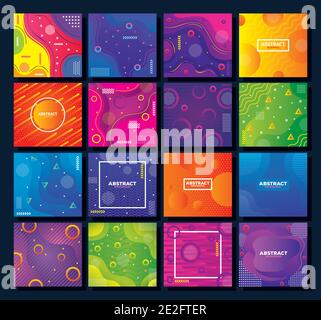 sixteen set colors memphis abstract backgrounds Stock Vector