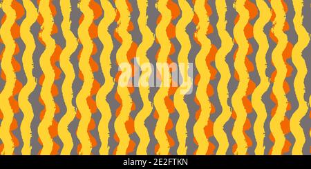 Seamless original pattern. Vertical strip, waves. Vector abstract hand drawing with stripes of acrylic paints and brushes. Geometric texture, backgrou Stock Vector